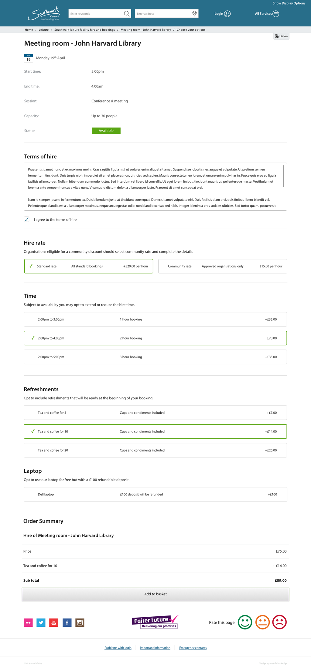 Southwark bookings